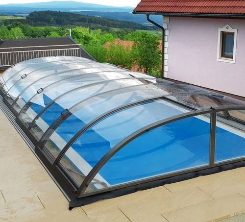 Pooltag; OASE Compact Antracit K-4-430 (sidedør) - Klar plast - PoolOasen.