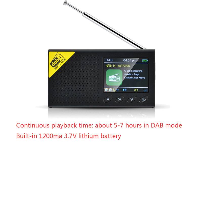 Bärbar bluetooth 5.0 digital radio dab/dab+ och fm-mottagare uppladdningsbar lätt hemmakontorsradio - Typ 1