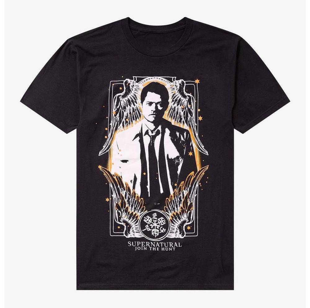Supernatural Castiel Tarotkort T-shirt Unisex Storlek S-5XL Unisex T-shirt cm gray