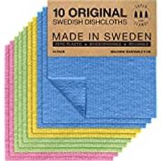 Svenska disktrasor, miljövänliga, återanvändbara, hållbara, biologiskt nedbrytbara cellulosasvampdukar för köket, disktrasor, tvättdukar, ersättning för hushållspapper (10-pack blandade färger)