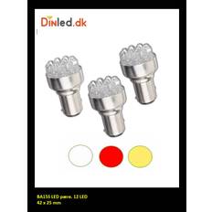 BAY15D LED pære med 12 LED - 12v - 1 stk BAY15D Rød