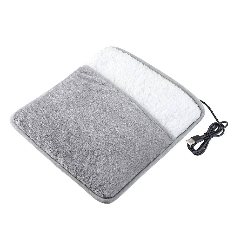 Electric Foot Warmer USB Heating Pad Winter Thermal Mat for Feet Warmers Heater Household Fast Warm Up ljusgrå färg