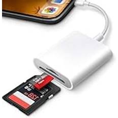 SD-kortläsare för iPhone iPad-2-i-1 minneskortläsare med SD- och TF-kortplatser, | Plug & Play för iPhone 15/14/13, iPad Pro/Air, MacBook, Canon/Nikon/Sony-kamera
