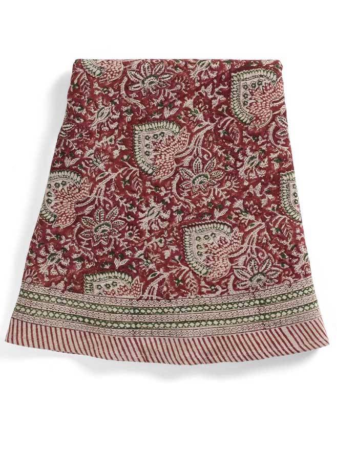 Bordsduk JULDUK Linne Oriental Red Rund Ø220 cm - Chamois