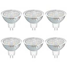 Akynite Glödlampor GU5.3 12 V 3 W neutral vit 4000 K, 120 grader, 300 lm, GU5.3 30 W halogen ersättning, 50 mm AC DC 12 V MR16 GU5.3 LED-infälld spotlight neutral vit, inte dimbar, 6 stycken