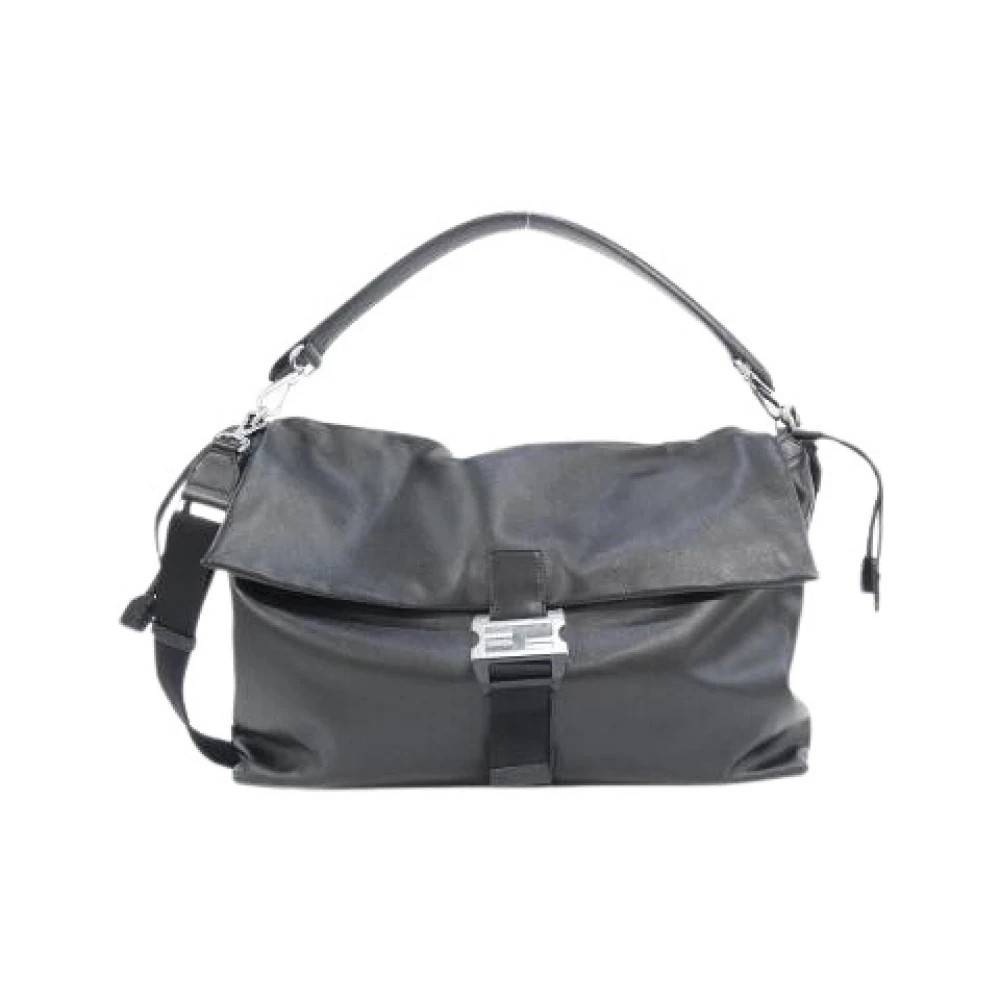 Fendi Vintage Pre-owned Fendi Flux Messenger Kalveskind Skuldertaske - Vintage - Dame - Sort - ONE SIZE - Uld