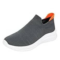 Mångsidig, fashionabla, lätta herr-sport-snörskor för män, ventilerande skor, avslappnade herrsneakers halkfria skor män utan stålhätta, GRÅ, 40 EU