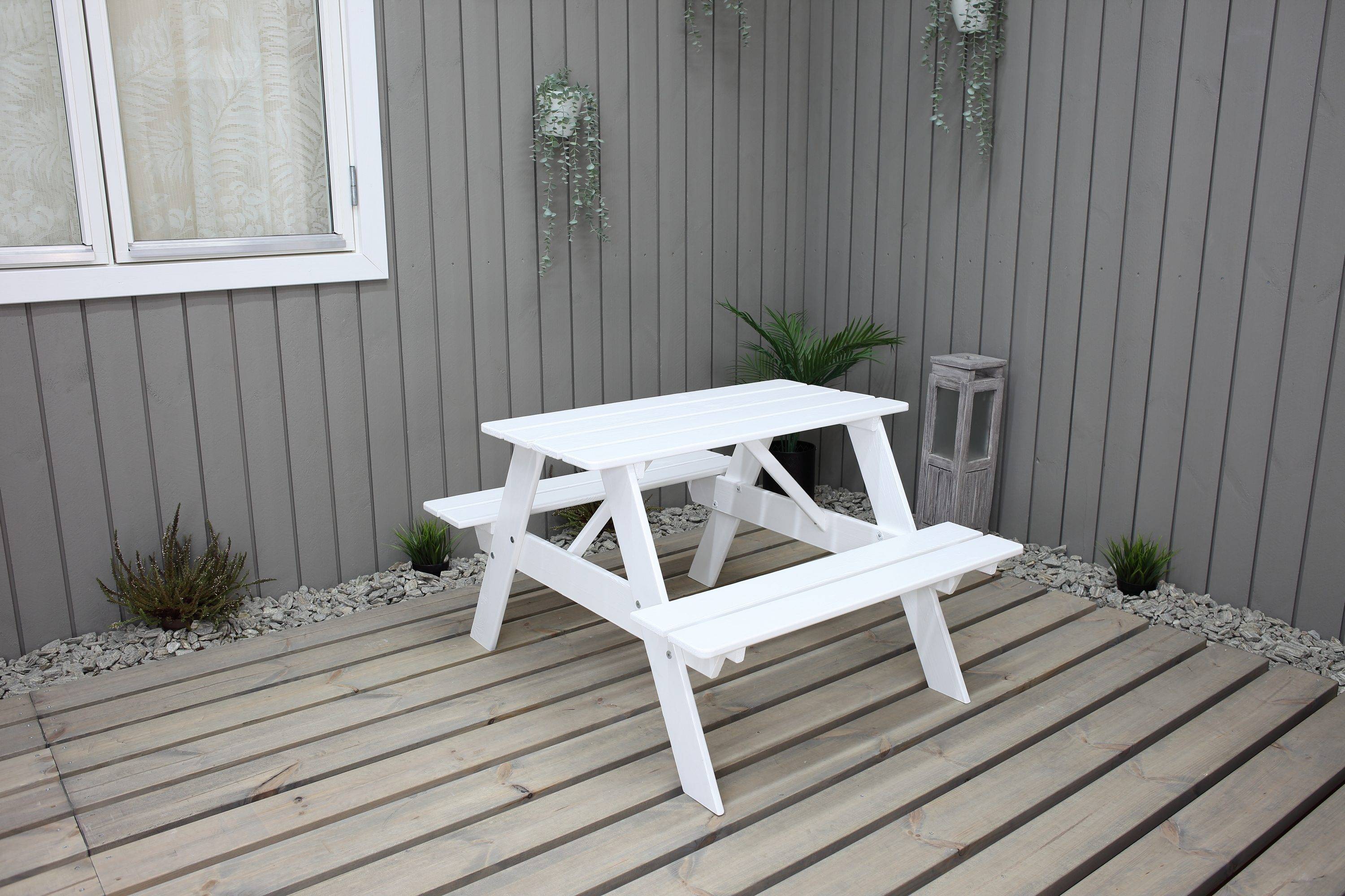 Nancie Mini Picknickbord - Vit Picknickbord
