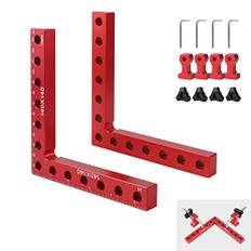 EXLECO 2 x 90 graders aluminiumvinkelklämmor, 140 mm, positioneringsvinkel, högervinklad klämma, vinkel, linjal, snickarvinkel, 90 graders hörnklämma, högervinkel för träarbete, möbelkonstruktion med