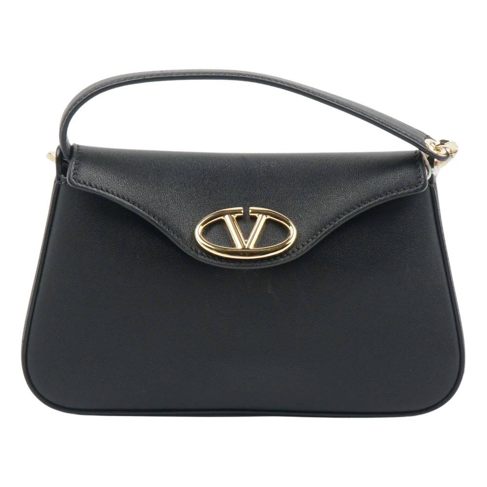 Valentino V Logo Skuldertaske i Læder - Tasker - unisex - Sort - ONE SIZE - Uld