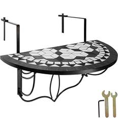 tectake 402767 Balkongbord Mosaik hopfällbart - svart/vit