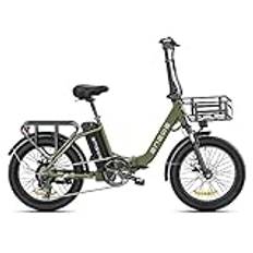 ENGWE L20 SE hopfällbar elcykel för vuxna, 50 cm (20 tum) tjocka däck, kompakt stadselcykel, lätt, tyst, 250 W borstlös motor, för daglig pendling och de flesta utomhusäventyr (grön)