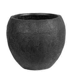 Pamir - Stor rustik rund sort krukke i Fiberstone - Ø.34 + Ø.48 + Ø.69cm