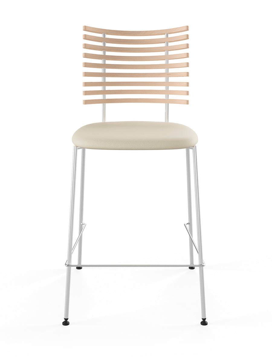 Tiger Barstol, creme læder fra Naver Collection Eg hvidolie / Rustfrit stål - Jacobsen Plus