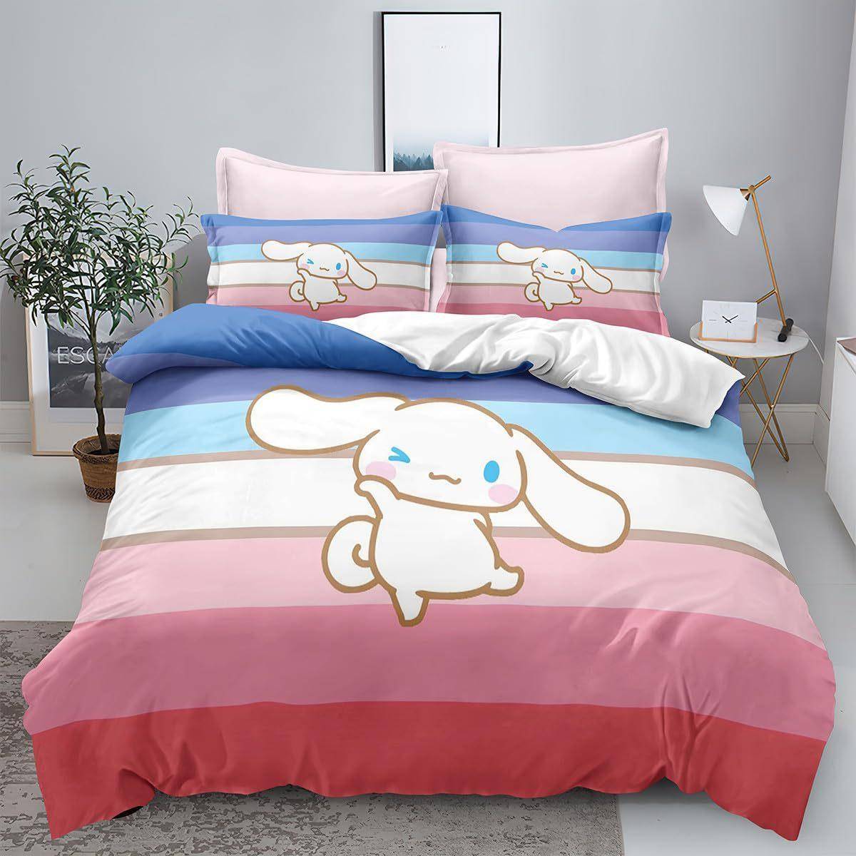 Sanrio Pom Pom Purin Cinnamoroll Sängkläder Täcke Överkast Påslakan Örngott 2-3 Delar Set för Barn Vuxen EU Single 135x200cm