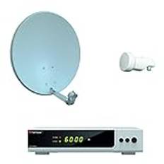 Opticum HD AX 300 digital 1 deltagare komplett satellitsystem med HDTV-mottagare (enkel LNB, 60 cm antenn) grå/silver (TÜV-certifierad)