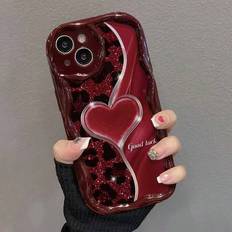 Mjukt skal med tecknad hjärtformad blomma och galvaniserad krämfärgad textur, kompatibelt med IP17/IP17PROMAX/Iphone16//Iphone16pro/Iphone16promax/Iph - Multifärgad (Multi-size)