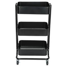 Hair Salon 3 Tiers Trolley Cart Slim Rolling Storage Rack Trolley with Wheels Black svart