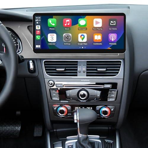 Road Top 12,3 tums bilradio trådlös CarPlay-pekskärm för Audi A4 A5 2009-2015 år med 2GMMI, bilradio stereo multimedia skärm, stöd för trådlös Android Auto, navigering, Mirrorlink