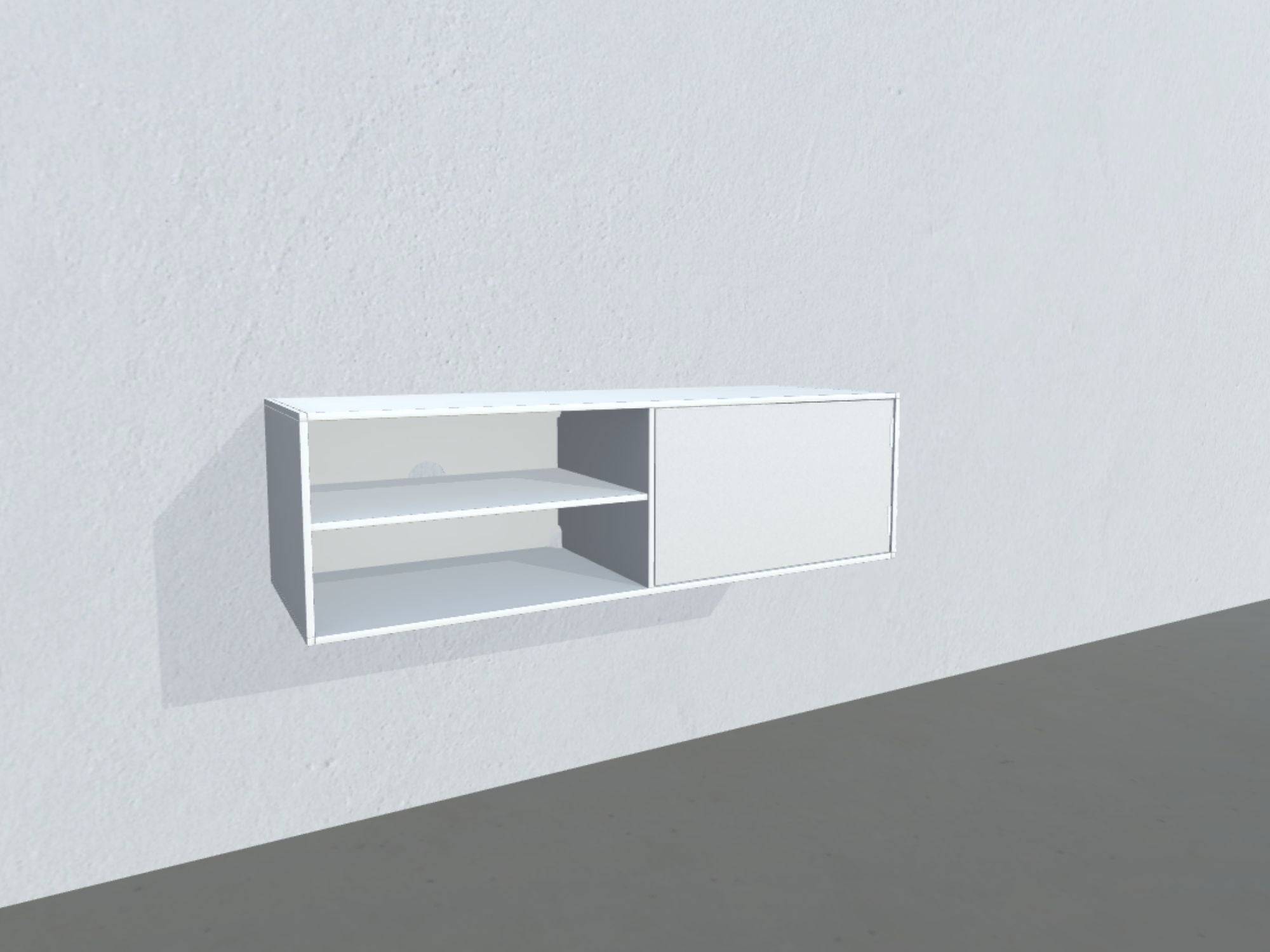 Square Classic TV-bord - opstilling 141 (malet træ korpus, hvidmalet korpus, hvid stoffront, dybde: 42 cm)