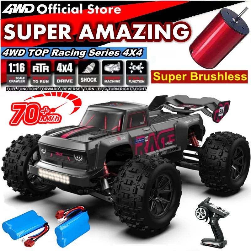 Ny 4WD RC-bil 4x4 Off Road Drifting Racingbilar 50/70KM/h Super Borstlös Hög Hastighet Radio Vattentät Lastbil Fjärrkontroll Leksak Barn orange