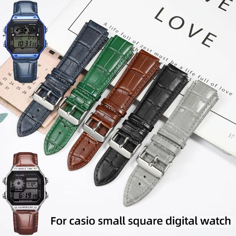 Äkta Läder Klockarmband För Casio AE-1200WH/1300/1000 A159 A158 A168 F91W AE1200 Herr Ko-hud Klockarmband ersättning Armband bälte