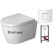 Duravit Me by Starck Compact Rimless - Hvid Mat m/wondergliss toiletpakke inkl. sæde m/soft-close, mellem cisterne og hvid betjening