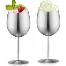 VEGOATY Cocktailglas av rostfritt stål med handtag, set om 2 500 ml rostfritt stål vinglas, vinbägare vinglas rödvinslas, okrossbart vinglas set dörr fester, utomhusevents, resor, pool (svart)
