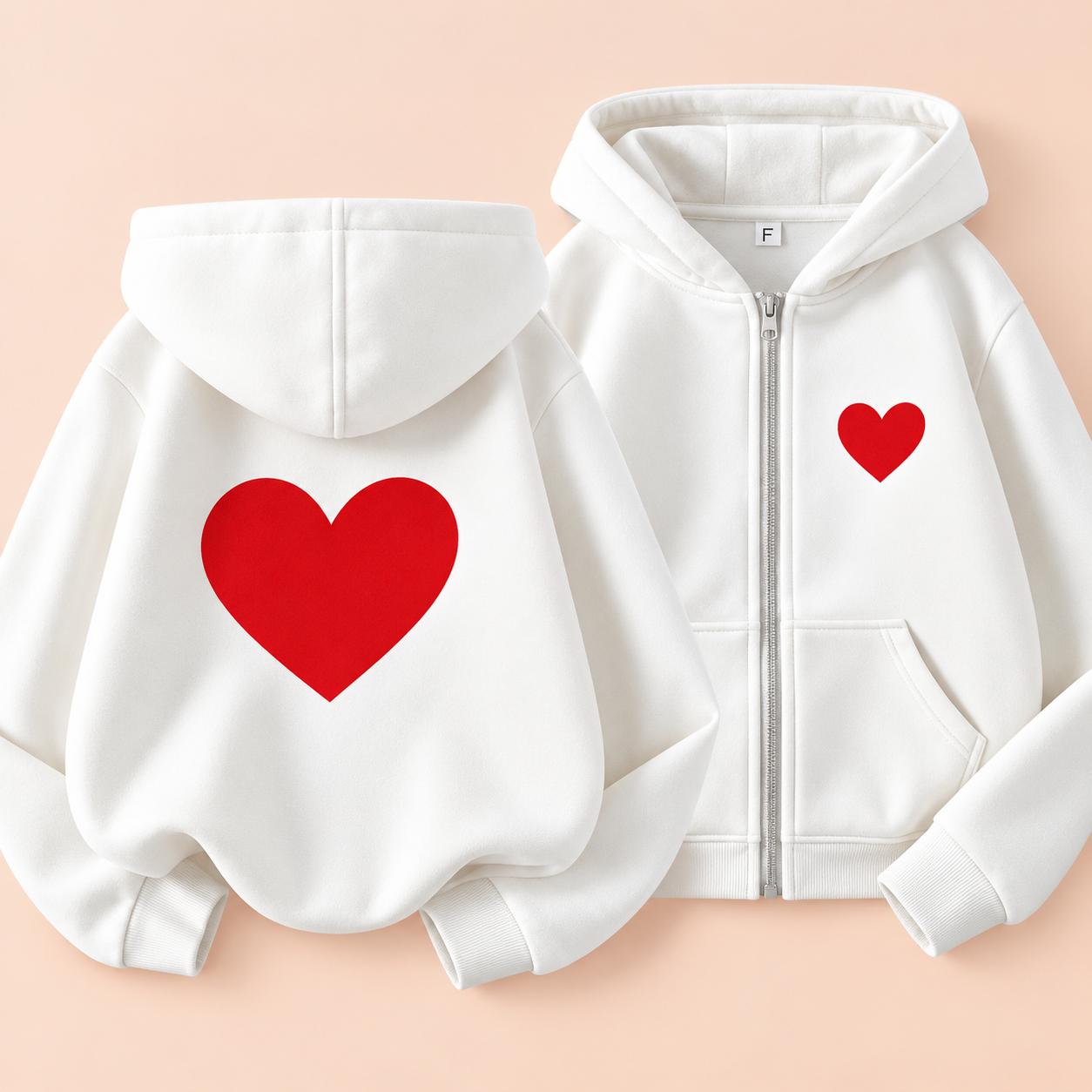 LittleLove – Mjuk & söt – Barnhoodie med hjärtmönster Vit / 150 (11–12 år) | Pedagogiska Träleksaker