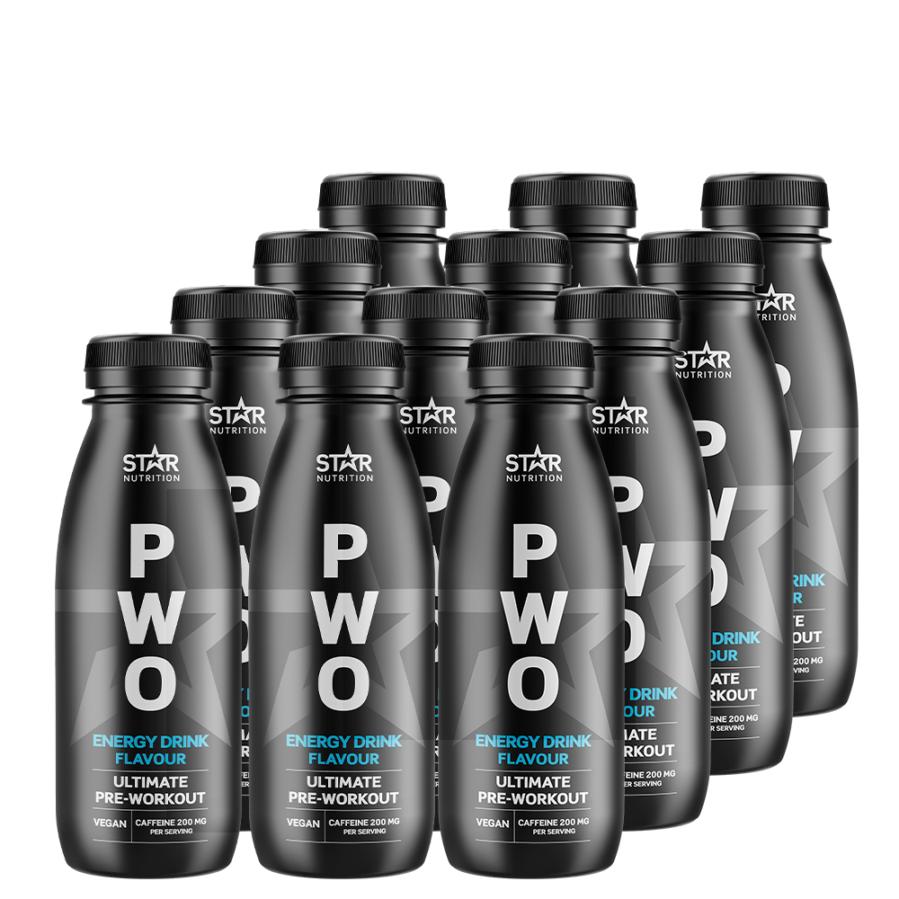 PWO med Koffein Star Nutrition 12 x PWO Drink 330 ml, Energy flavour - Bodyman.dk