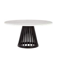 Tom Dixon - Fan Large Black Side Table Rund Marmor Ø90 - Vit - Sofaborde - Hvid - Træ/Sten