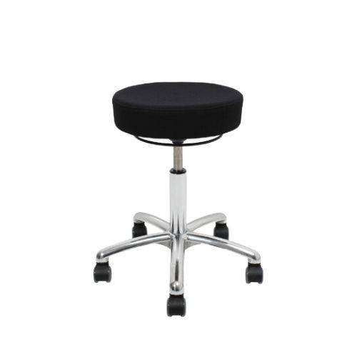 VELA Samba 500 Support taburet stol, sort Dolce kunstlæder, 44-64 cm, poleret alu fodkryds, hjul til hårde gulve