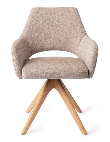 YANAI Spisebordsstol med drejefod i egetræ og polyester H83 cm - Eg/Greige