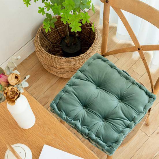 Stolsdyna Tjock Sammet Sittdyna 38x38cm Enfärgad Madrassdyna Inomhus Golvkudde med Bärhandtag för Hemmakontor Stillasittande