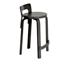 Artek - High Chair K65, Helt svartlackad - Barstole og bartaburetter - Alvar Aalto - Sort - Træ