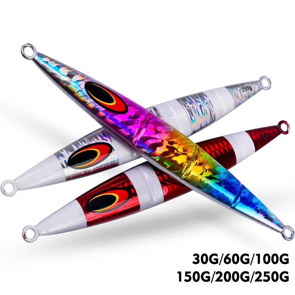 30G-250G 1Pcs Metal Jig Shore Jigging Sea Fishing Slow Jig Lifelike Metal Jigging Slow Jigging Spoon Laser Artificial Hard Bait