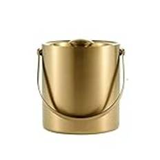 BBCBBZ Stainless Steel Ice Bucket, Ice Bucket with Scoop Lid and Handle, Stainless Steel(Gold)