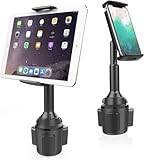 APPS2Car mobiltelefonhållare bil, 2-i-1 surfplattehållare mugghållare bil, justerbar bilhållare mobiltelefon kompatibel med 4,3-11 tums surfplattor, iPad Mini/Air/Pro, iPhone, alla smartphones