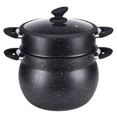 Couscous Pot With Glass Lid  - Stainleess Steel Marble Coated - 11L - Royalty Line