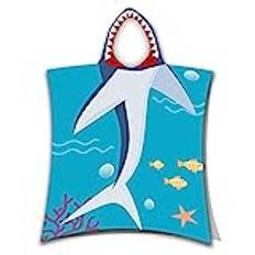 Theonoi Barnponcho badponcho huvhandduk/badrock handduk duschhandduk strandhandduk badhandduk med huva för pojkar och flickor 100 % bomull (haj)