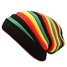 MFUOE Rasta hatt för Dreadlocks jamaicansk rasta hattar mössa hatt rasta hatt med rasta ränder, Multicolor, en storlek