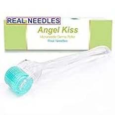 Angel Kiss Derma Roller 1,5 mm Riktiga Nålar microneedling roller - 192 Micronål Rostfritt Stål derma-roller Hudrulle för Ansikte Kropp Hudvård Skägg Hår - Självvårdverktyg för Män Kvinnor