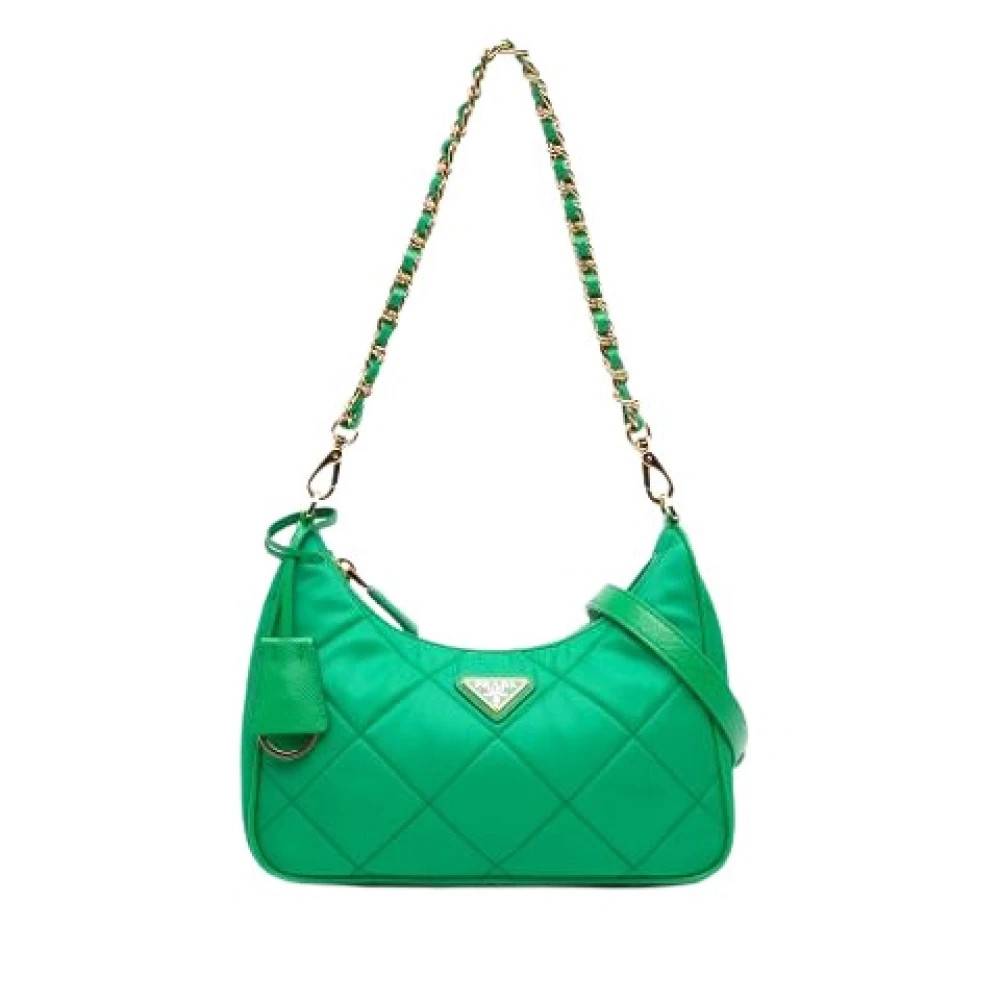 Prada Vintage Pre-owned nylon prada-tasker - Vintage - Dame - Grøn - ONE SIZE - Nylon