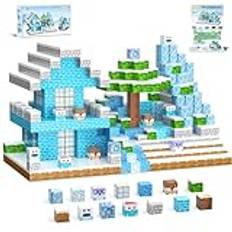 JauniQ Set med magnetiska block 100 st frusna leksaker, present till flickor, pojkar, ålder 4-6, 5-7, 8-13, STEM, fidgetbyggande, sensoriskt barnspel