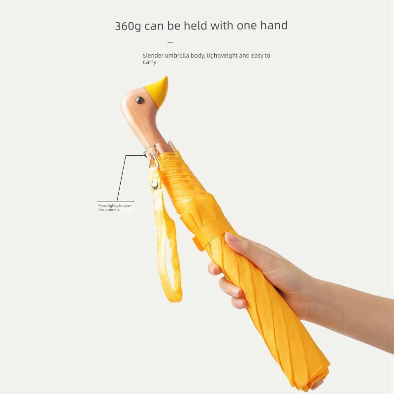 Ankhuvud Massivt Trä Dubbelvikt Självöppnande Paraply Kreativ Trend Vindtåligt Paraply Enkelt Paraply Utrikeshandel Tecknad cm