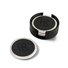 Ralph Lauren Home - 4-pack Staplade RL underlägg - unisex - läder/stål - one size - Svart