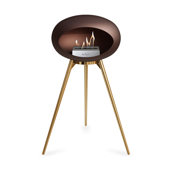 Le Feu Ground Wood High i mocca - Rose gold ben - Rose gold stel - Stål brænder.