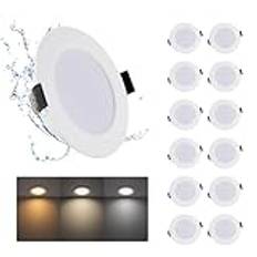 Grebeam 12 * 7W LED Downlight Platt, Badrumsspotlight IP65, Varmvit Neutralvit Kallvit 3000K/4000K/6000K, LED Takspotlights 100mm för Badrum Kök Vardagsrum.