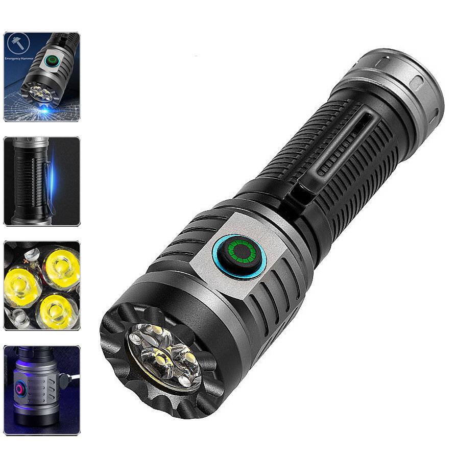 3 * XHP360 LED 2500LM ficklampa 18650 kraftfull lykta Typ-C snabbladdning lampa hög effekt LED ficklampa stark Lanterna