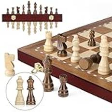 Peradix schackset | Magnetiskt schackbrädsspel i trä | 38 x 38 cm vikbart schackbräde för förvaring | 2 extra drottning | strategi pedagogiska spel för barn och vuxna